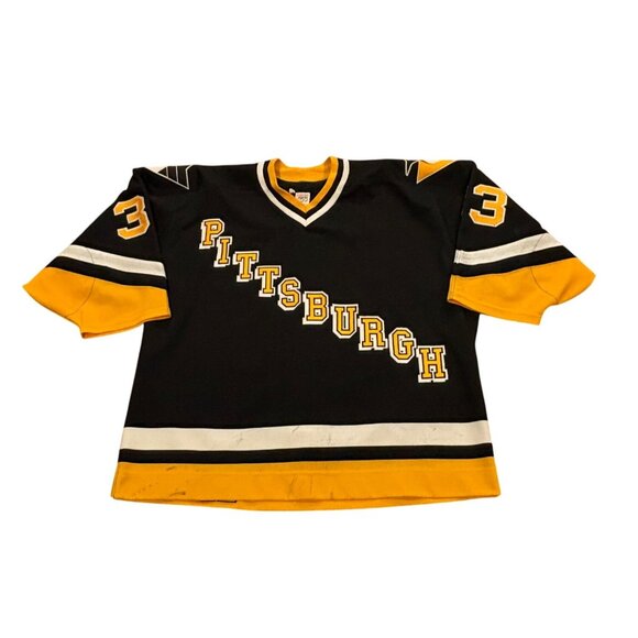1994-95 CCM Pittsburgh Penguins Jim McKenzie #33 Game Worn NHL Jersey Size 56 - Picture 1 of 10